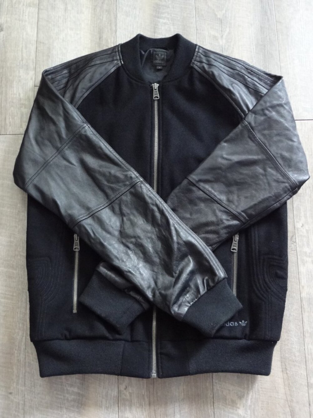 Y2K Adidas Wool Leather bomber/Varsity Jacket *Rare*
